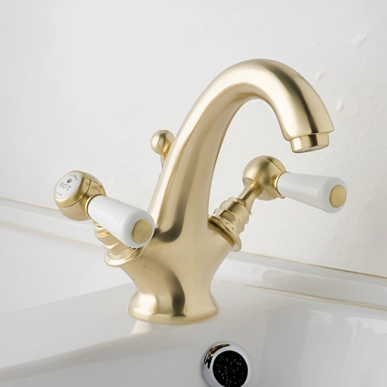 BC Designs victrion brushed gold lever mono basin mixer tap