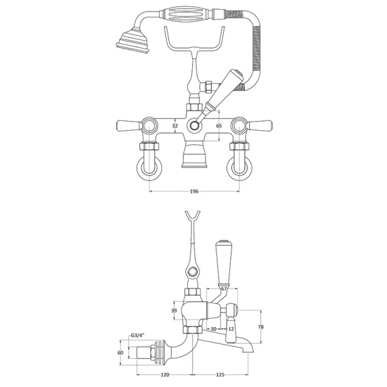 bayswater victrion chrome lever wall mounted bath shower mixer tap