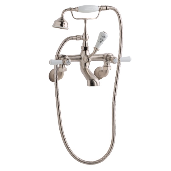 BC Designs victrion brushed nickel lever wall mounted bath shower mixer tap