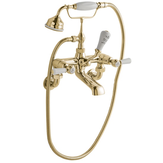 BC Designs victrion gold lever wall mounted bath shower mixer tap