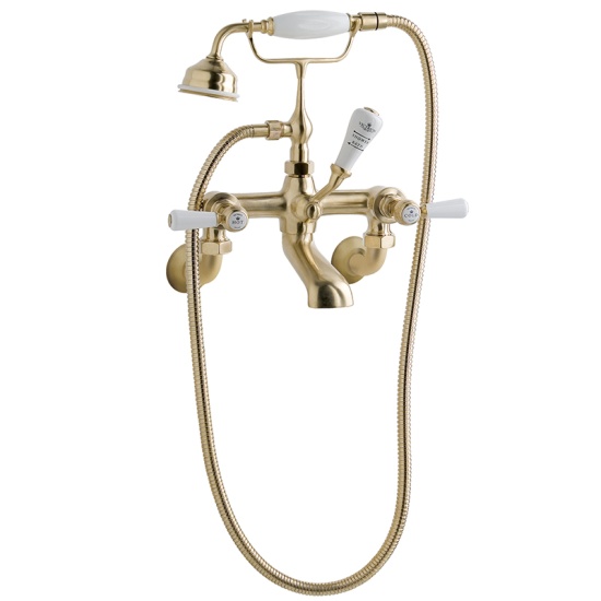 BC Designs victrion brushed gold lever wall mounted bath shower mixer tap
