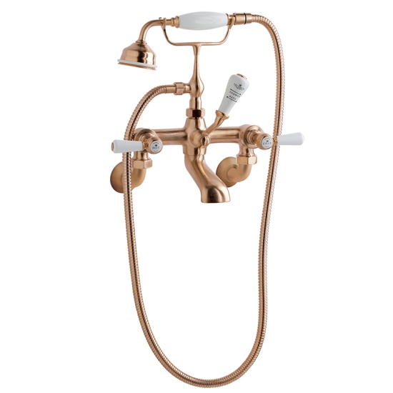 BC Designs victrion brushed copper lever wall mounted bath shower mixer tap
