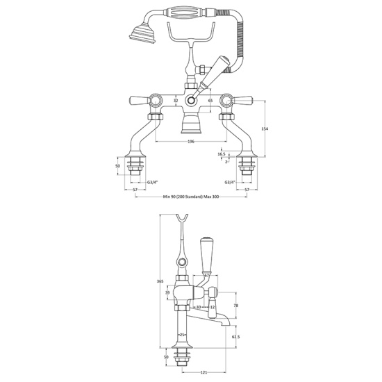 bayswater victrion chrome lever deck mounted bath shower mixer tap