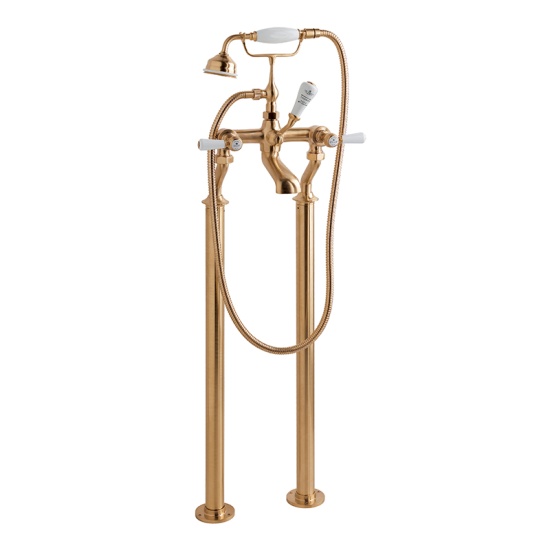 BC Designs victrion brushed copper lever deck mounted bath shower mixer tap