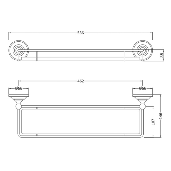 bayswater victrion chrome gallery shelf
