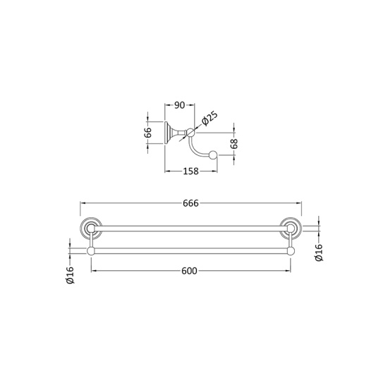 bayswater victrion chrome double towel rail