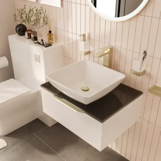 jivana small bath suite 600 white sink cabinet wc toilet gold