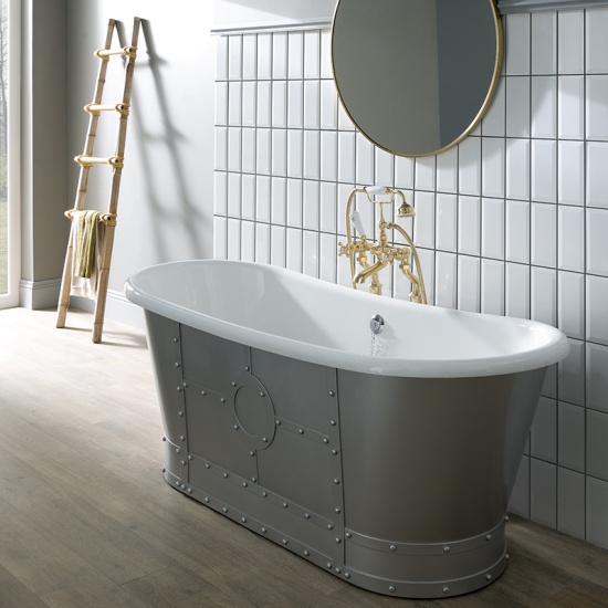 bc designs industrial freestanding grey 1700mm boat bath