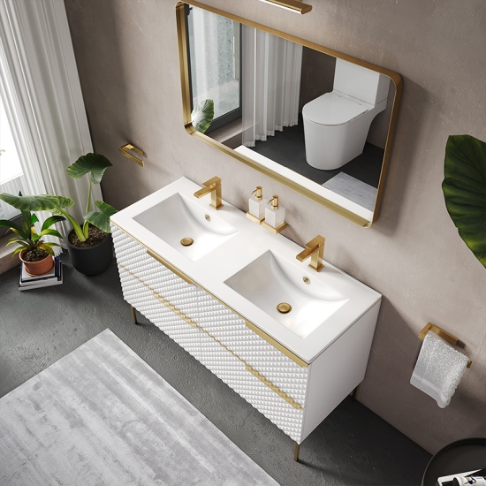 elvia 1200 White Vanity Unit white basin gold handles elvia 1200 White Vanity Unit white basin gold handles