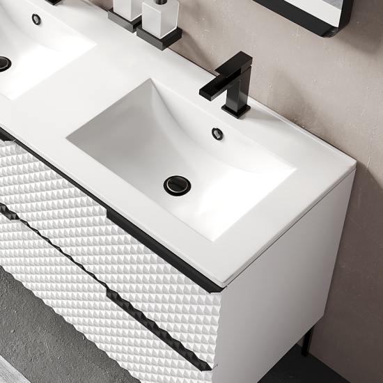 elvia 1200 White Vanity Unit white basin black handles elvia 1200 White Vanity Unit white basin black handles