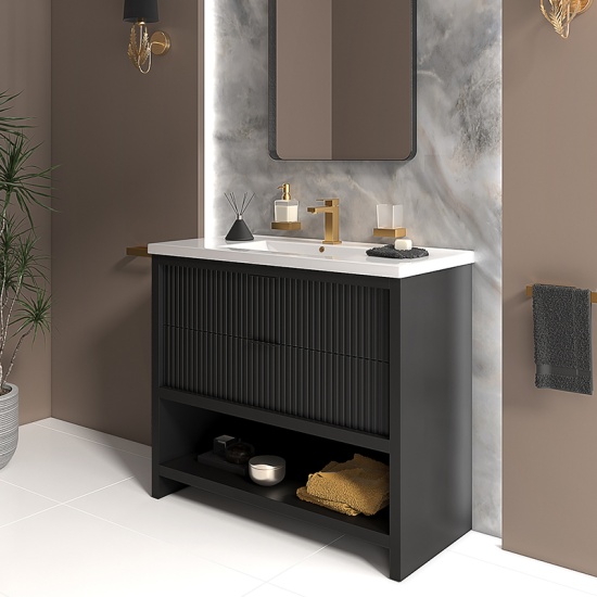 jasmine 1000mm floorstanding black vanity unit chrome style