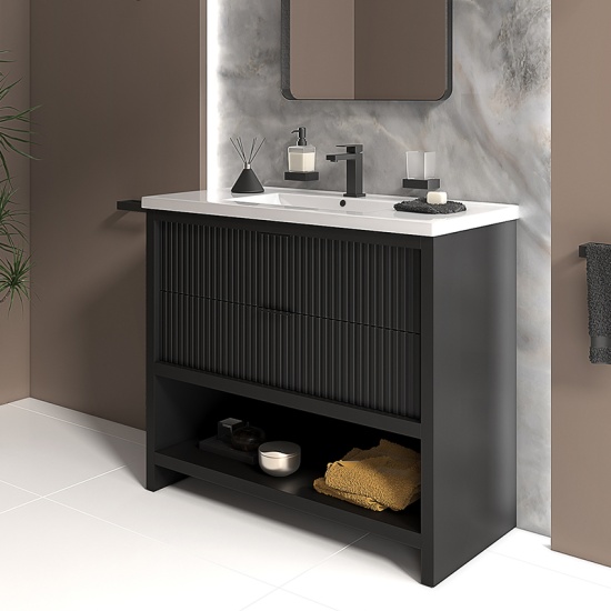 jasmine 1000mm floorstanding black vanity unit black style
