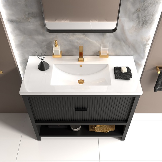jasmine 1000mm floorstanding black vanity unit gold style
