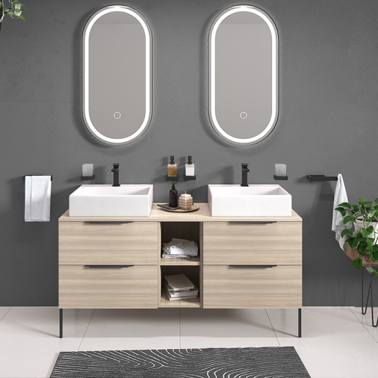 alani 1500 oak double vanity rectangular basin