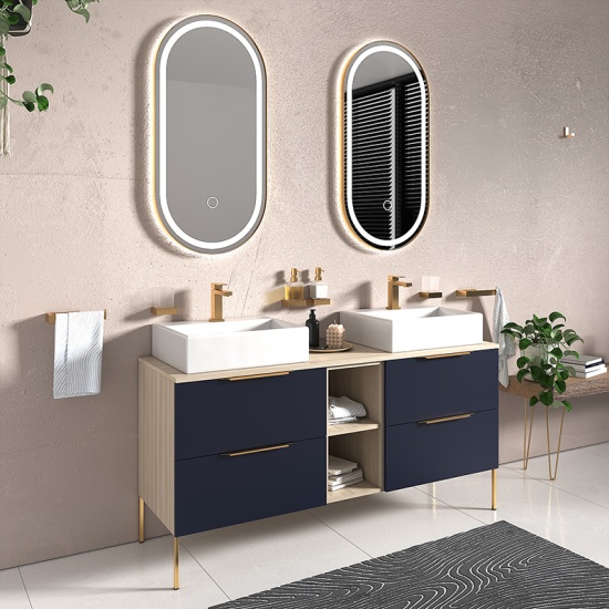 Alani 1500 Navy Blue Double Vanity Rectangular Sink