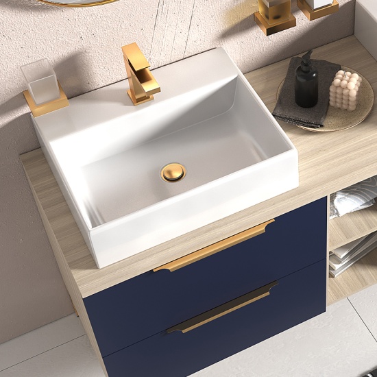 Alani 1500 Navy Blue Double Vanity Rectangular Sink Alani 1500 Navy Blue Double Vanity Rectangular Sink