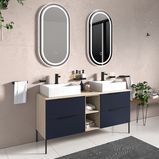 Alani 1500 Navy Blue Double Vanity Rectangular Sink Alani 1500 Navy Blue Double Vanity Rectangular Sink