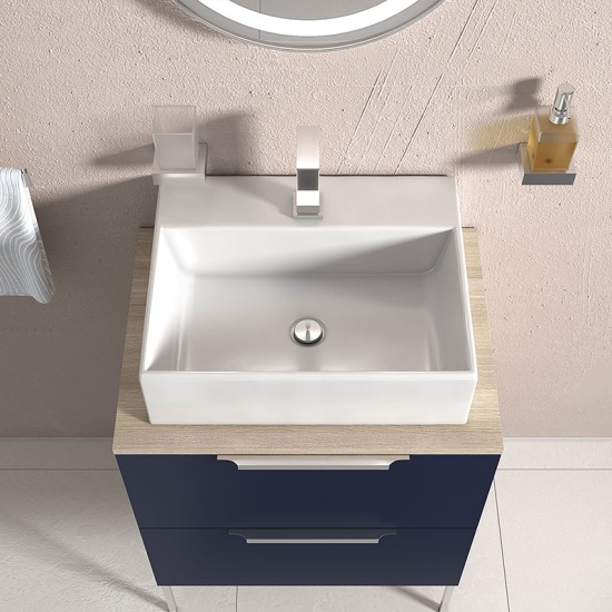 Alani 600 Navy Blue Vanity Rectangular Sink