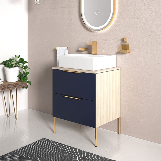Alani 600 Navy Blue Vanity Rectangular Sink Alani 600 Navy Blue Vanity Rectangular Sink
