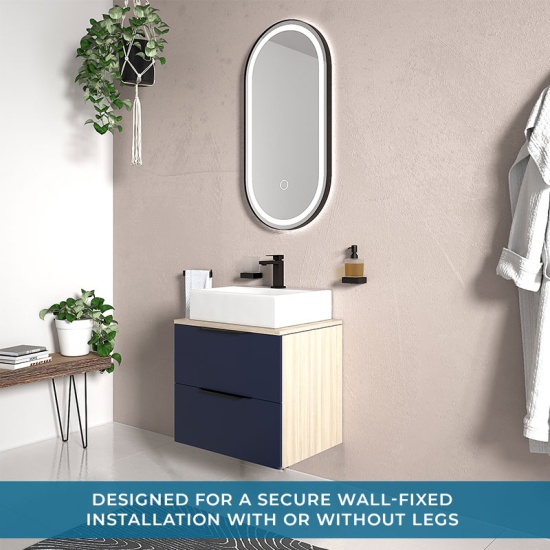 Alani 600 Navy Blue Vanity Rectangular Sink Alani 600 Navy Blue Vanity Rectangular Sink