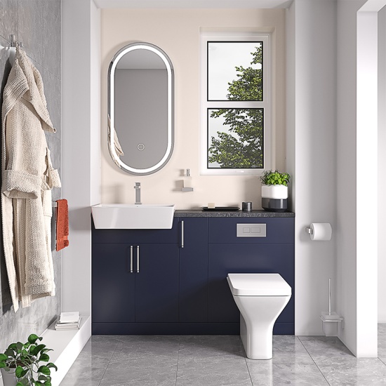 oliver 1400 navy blue fitted furniture chrome