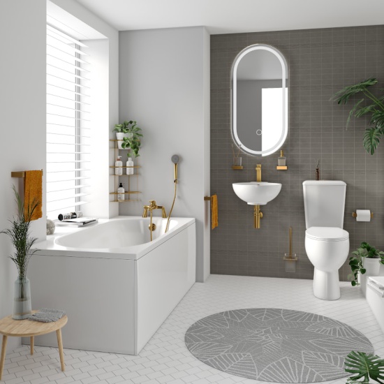 tesla petite bath suite basin toilet gold