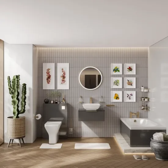 jivana small bath suite 600 grey vanity unit wc toilet gold