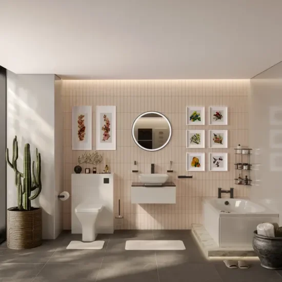 jivana small bath suite 600 white sink cabinet wc toilet black