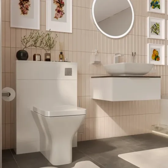 jivana small bath suite 600 white vanity unit wc toilet chrome