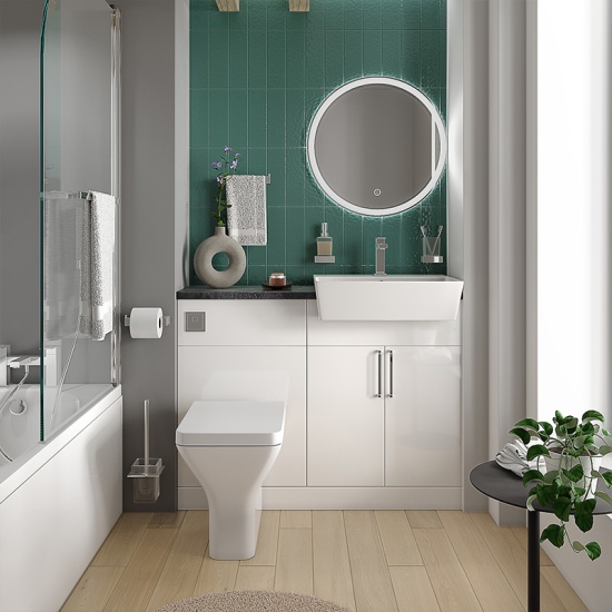 oliver white 1100 fitted furniture small bath suite chrome handles