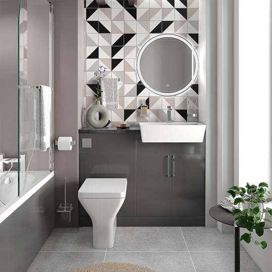 oliver anthracite 1100 fitted furniture small bath suite chrome handles