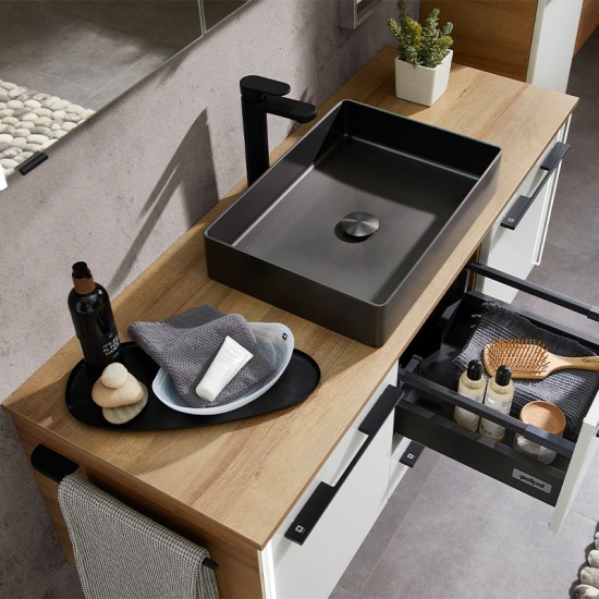 pelipal leonardo 1740mm vanity unit with sit-on basin, worktop & black handles | basin options pelipal leonardo 1740mm vanity unit with sit-on basin, worktop & black handles | basin options