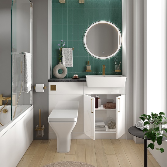 oliver white 1100 fitted furniture small bath suite gold handles