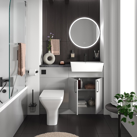 oliver dove grey 1100 fitted furniture small bath suite black handles oliver dove grey 1100 fitted furniture small bath suite black handles