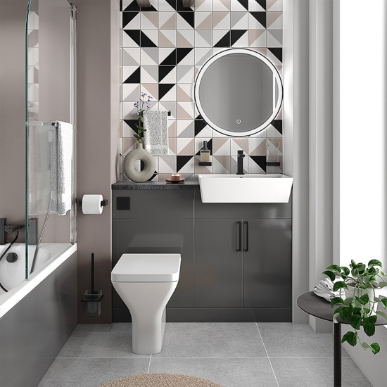 oliver anthracite 1100 fitted furniture small bath suite black handles