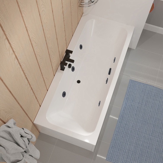 vernwy double ended 1700x750 black jet whirlpool acrylic spa bath