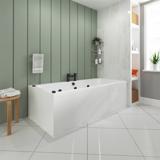 vernwy 1700x800 hydro therapy acrylic bath with black jets