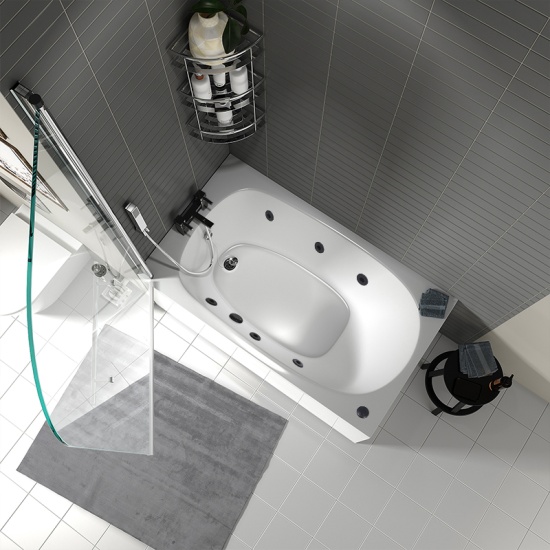 petite straight spa bath with black jets 1200 x 700
