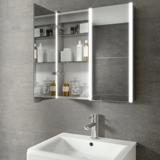 xenon 600mm mirror cabinet with led profile lighting