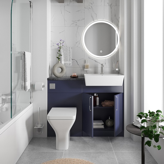 oliver navy blue 1100 fitted furniture small bath suite chrome handles oliver navy blue 1100 fitted furniture small bath suite chrome handles