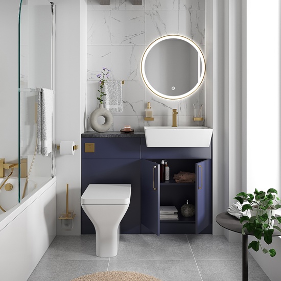 oliver navy blue 1100 fitted furniture small bath suite gold handles oliver navy blue 1100 fitted furniture small bath suite gold handles
