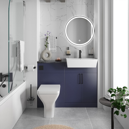 oliver navy blue 1100 fitted furniture small bath suite black handles oliver navy blue 1100 fitted furniture small bath suite black handles