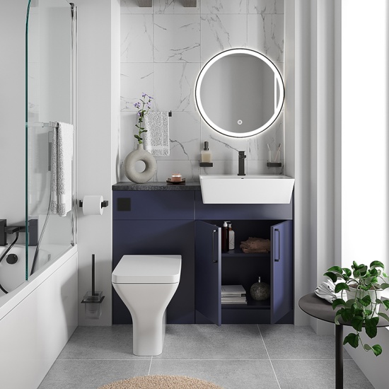 oliver navy blue 1100 fitted furniture small bath suite black handles oliver navy blue 1100 fitted furniture small bath suite black handles