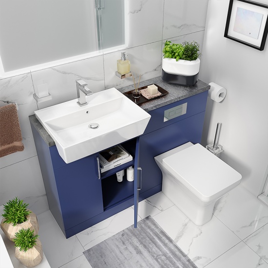 oliver 1200 navy blue fitted furniture chrome