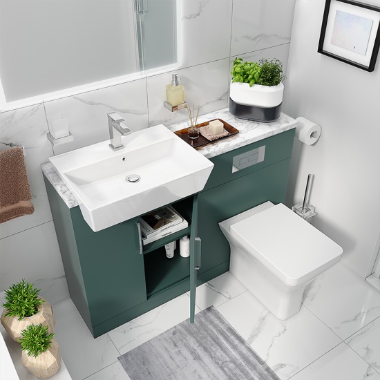 oliver chrome 1200 matt green vanity and toilet package