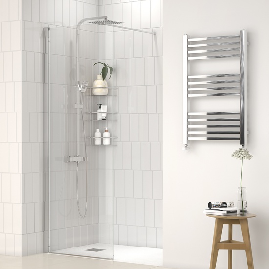 radiant 1200 walkin recess shower enclosure slate tray black white