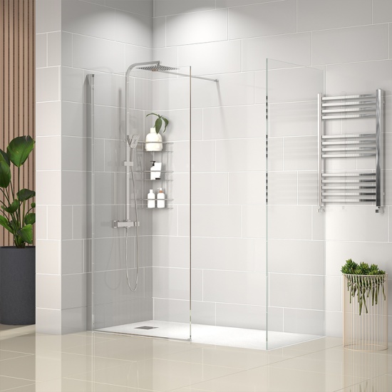 radiant 1700 walkin corner shower enclosure slate tray black white
