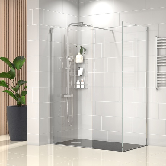 radiant 1500 walkin corner shower enclosure slate tray black white