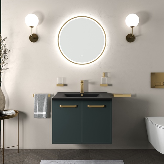 celeste 600 wall green vanity unit black sink