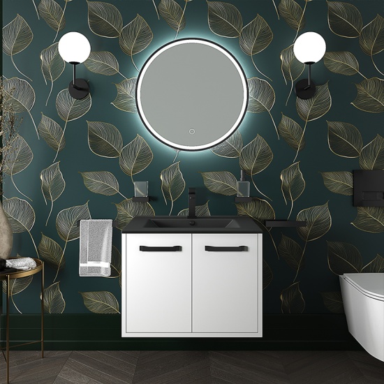 celeste 600 wall white vanity unit black sink celeste 600 wall white vanity unit black sink